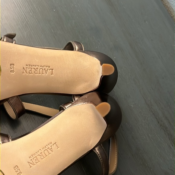 LAUREN RALPH LAUREN Kerri Metallic Twilight Nappa Leather Platform Heel NWOB 8.5 - Picture 12 of 13